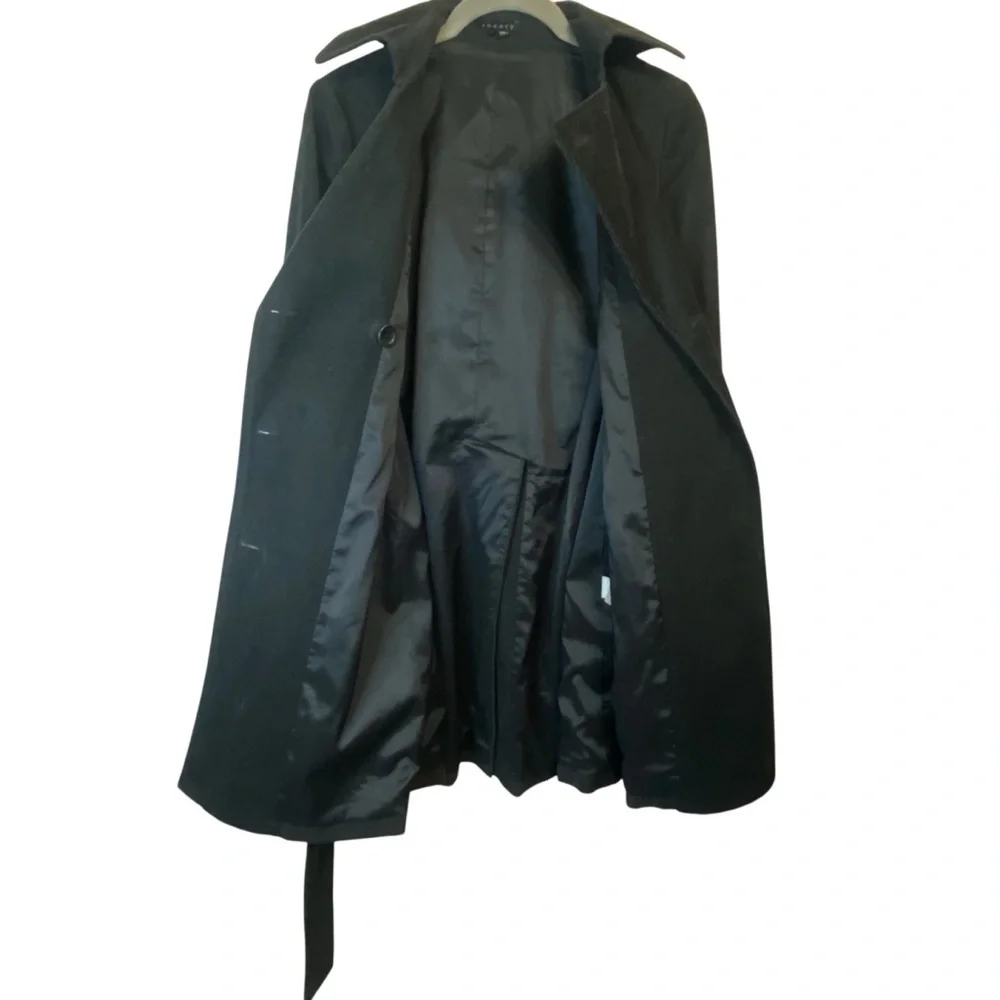 Theory Corduroy Black  Double-Breasted Billion Connection Trench Coat SZ PS - Picture 5 of 10